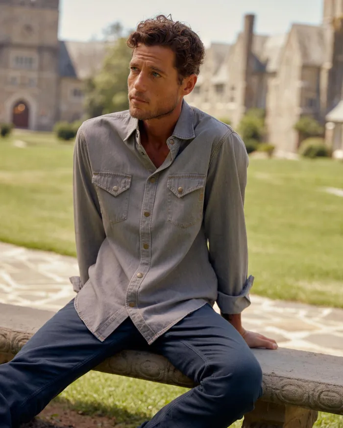 Men Shoals Denim Shirt Grey Wash Billy Reid Shirting