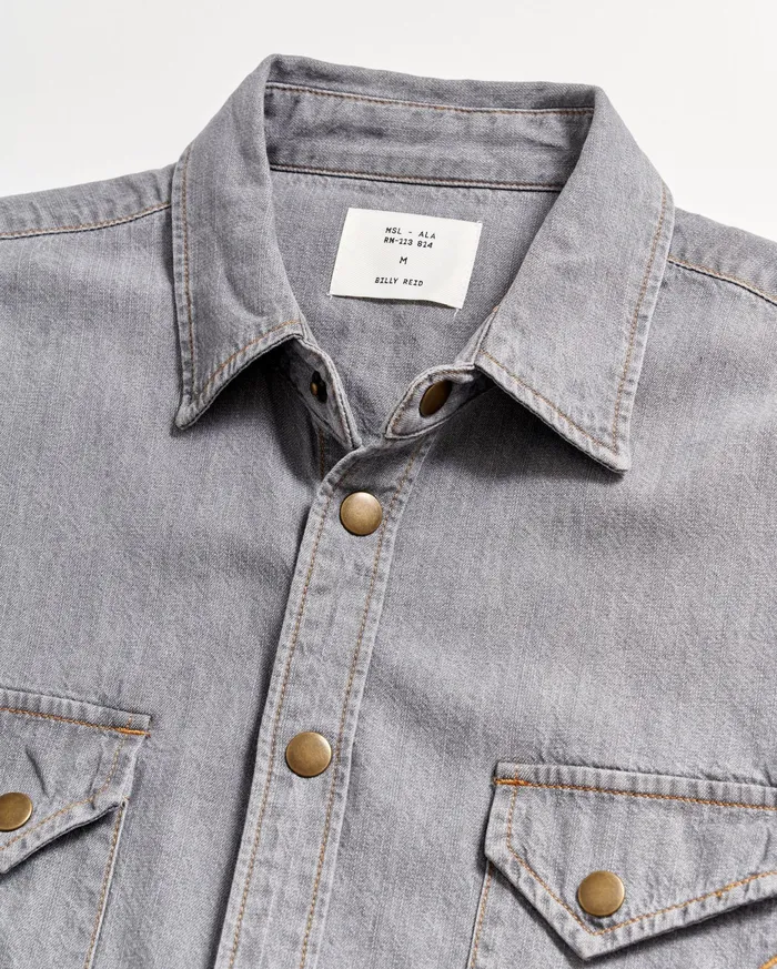 Men Shoals Denim Shirt Grey Wash Billy Reid Shirting