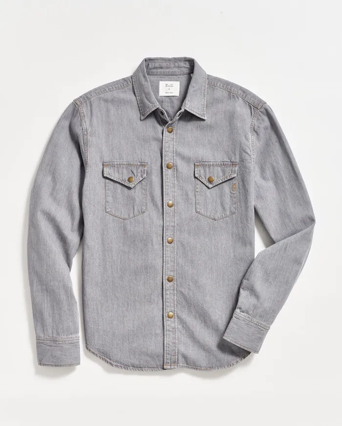 Men Shoals Denim Shirt Grey Wash Billy Reid Shirting