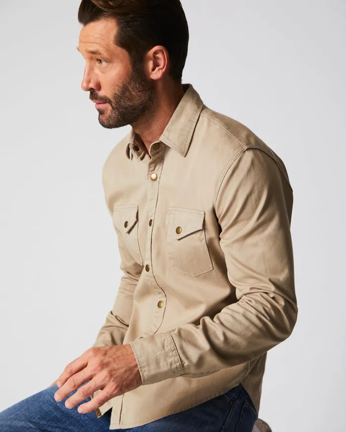 Men Shoals Twill Shirt Khaki Billy Reid Shirting
