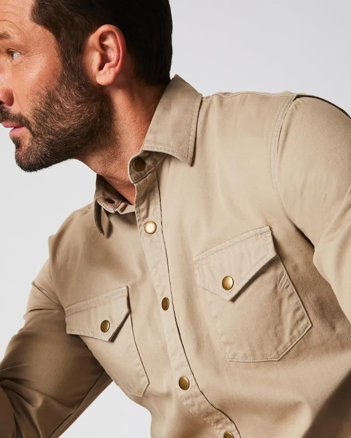 Men Shoals Twill Shirt Khaki Billy Reid Shirting
