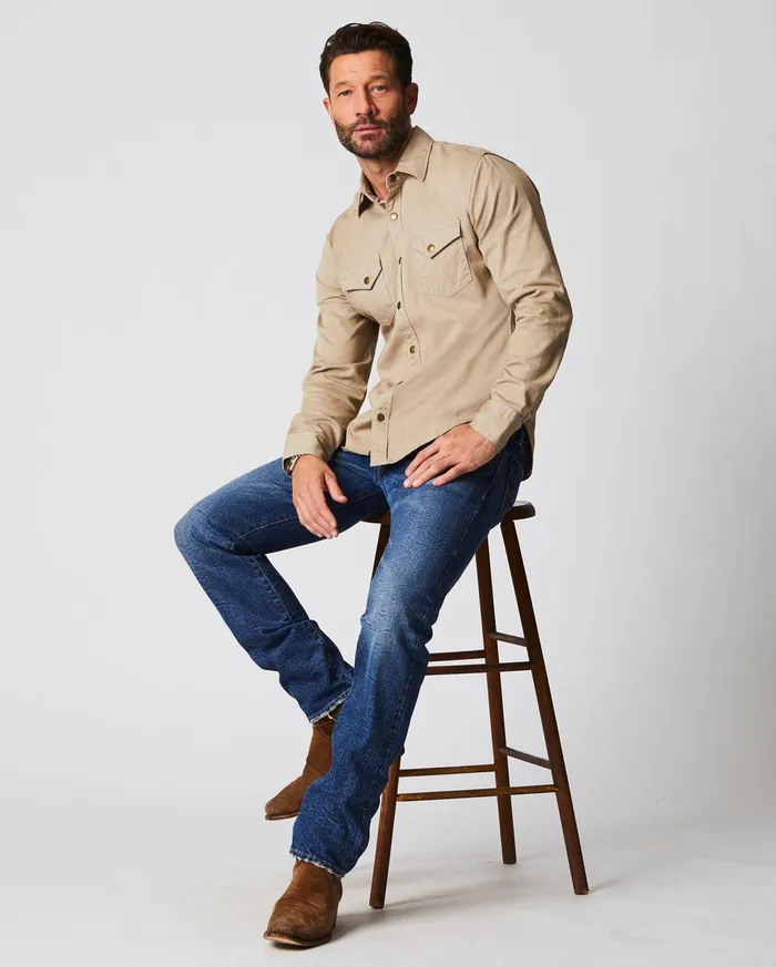 Men Shoals Twill Shirt Khaki Billy Reid Shirting