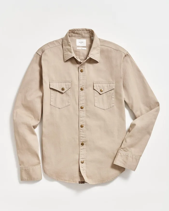 Men Shoals Twill Shirt Khaki Billy Reid Shirting