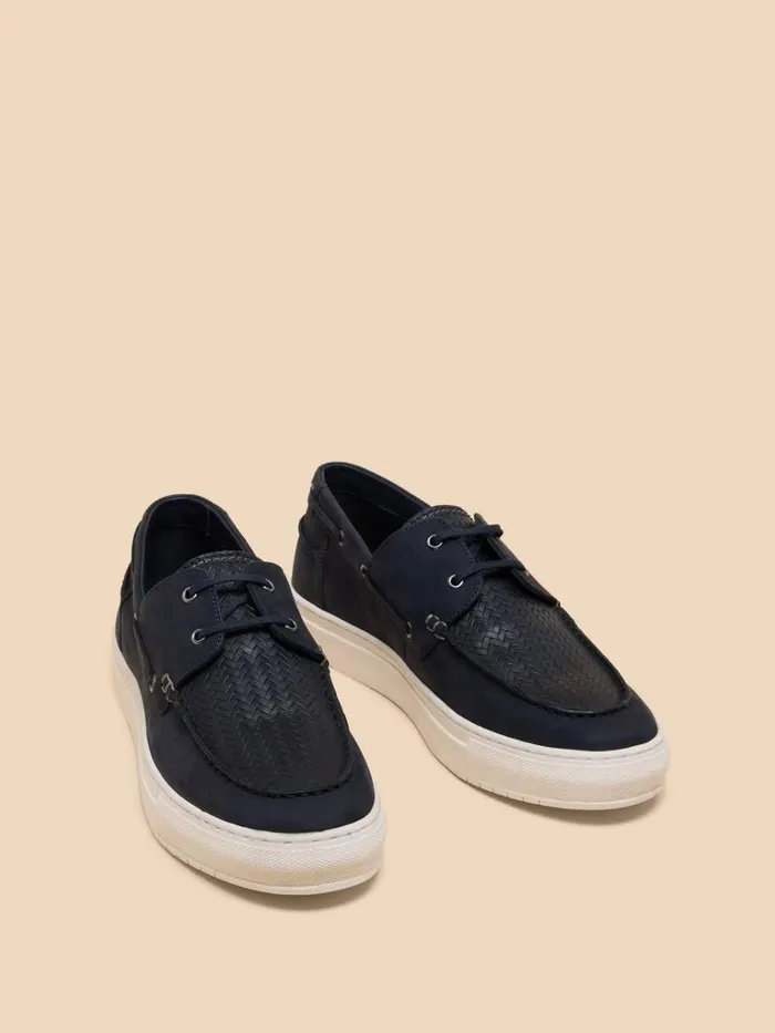 Men SHOES White Stuff Noah Leather Boat Shoe Dark Navy