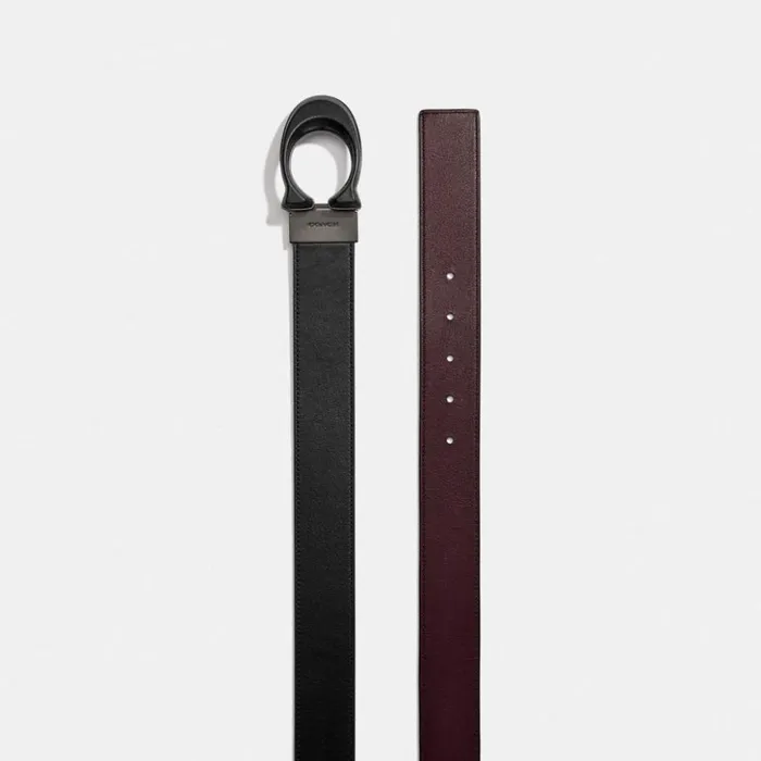 Men Signature Buckle Cut To Size Reversible Belt 38 Mm Blackox Blood Coach Belts Men Signature Buckle Cut To Size Reversible Belt 38 Mm Blackox Blood Coach Belts