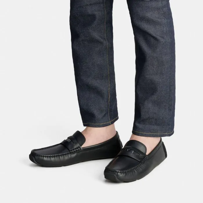 Men Signature Coin Driver Black Coach Loafers and Drivers