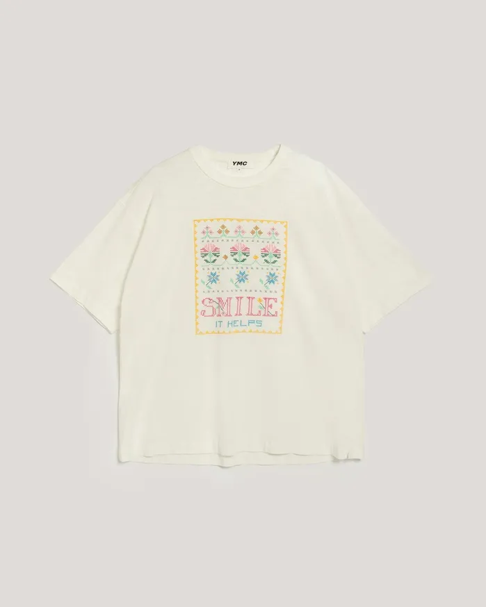 Men Smile TShirt White YMC Tops and TShirts