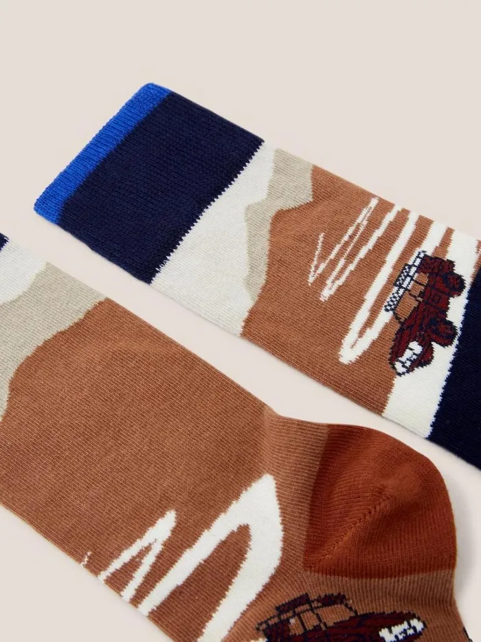 Men SOCKS White Stuff Roadtrip Scenic Ankle Sock Navy Multi