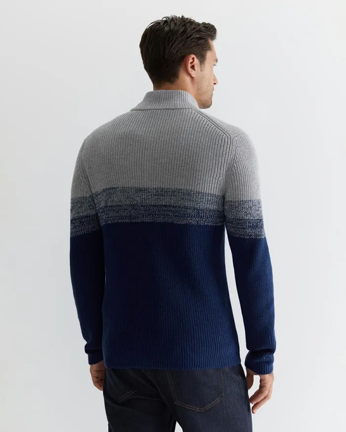Men Sportscraft Knitwear Civic Quarter Zip Ball Point Blue