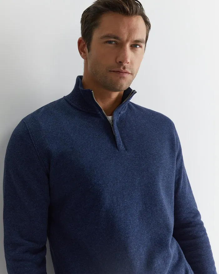 Men Sportscraft Knitwear Mont Quarter Zip Navy Melange
