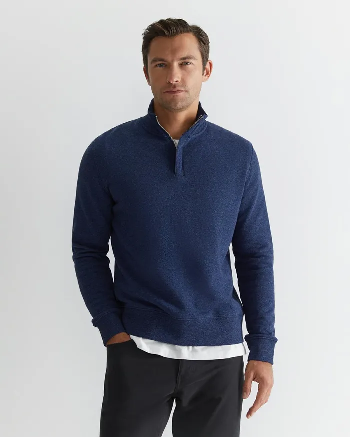 Men Sportscraft Knitwear Mont Quarter Zip Navy Melange
