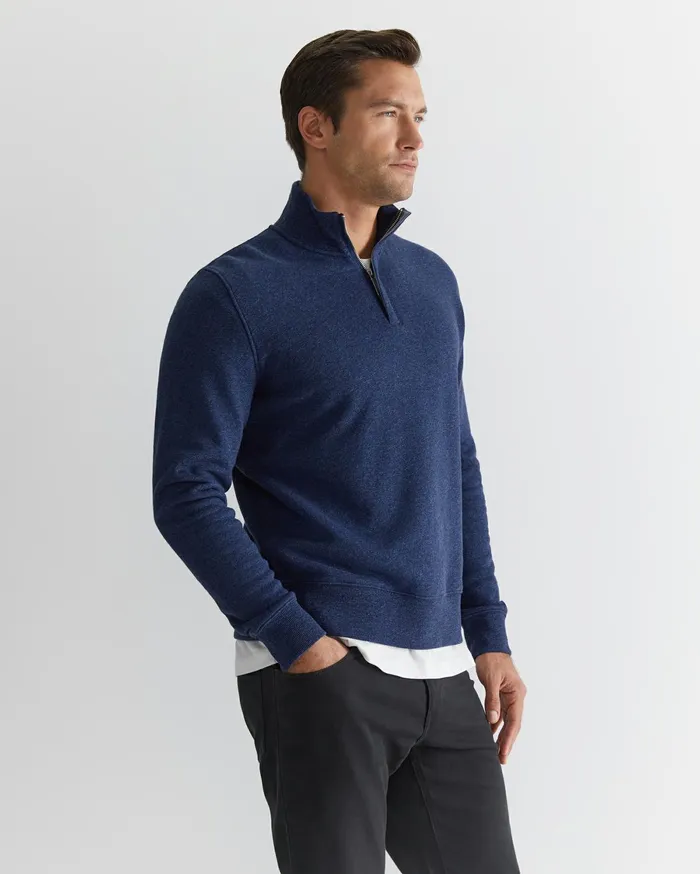 Men Sportscraft Knitwear Mont Quarter Zip Navy Melange