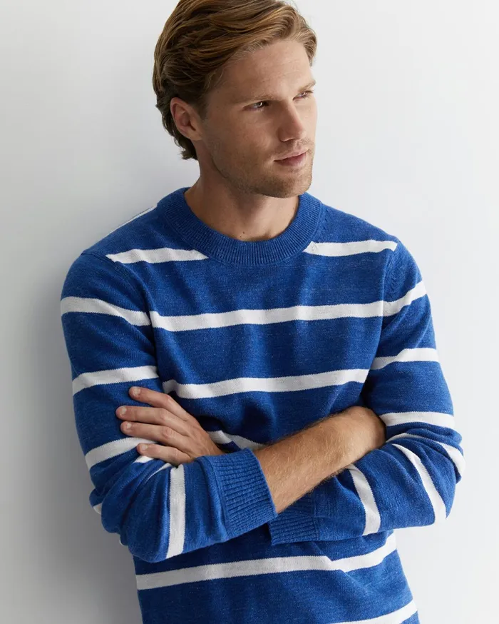 Men Sportscraft Knitwear Oliver Stripe Knit Indigowhite