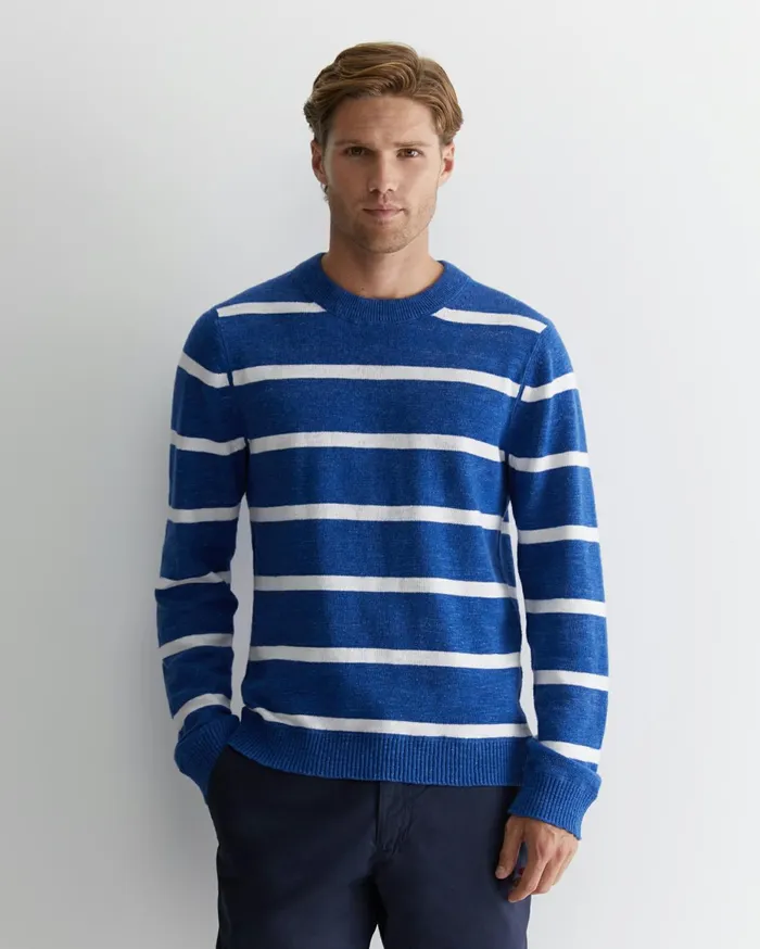 Men Sportscraft Knitwear Oliver Stripe Knit Indigowhite