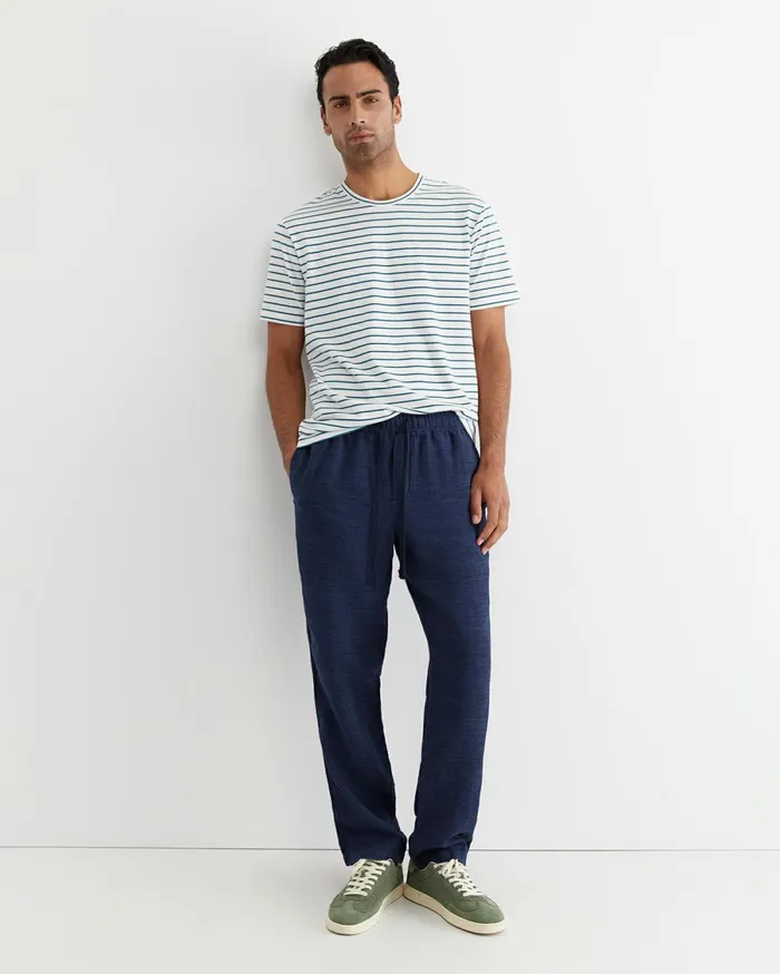 Men Sportscraft Pants Caffery Yarn Dyed Linen Pant Navy