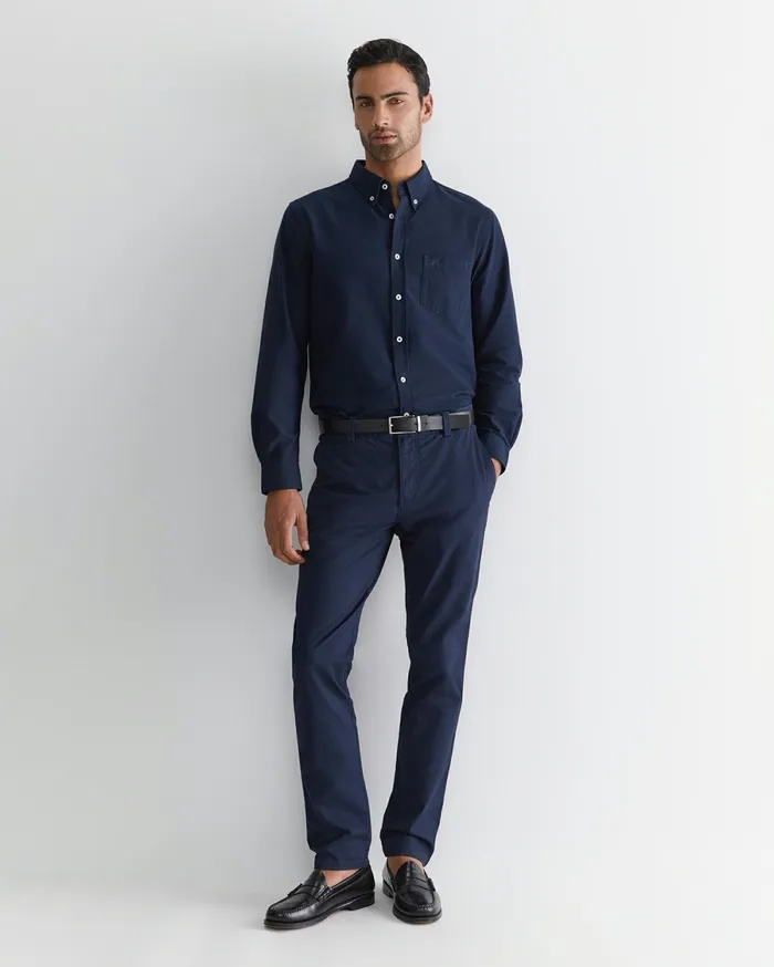 Men Sportscraft Shirts Oxford Long Sleeve Shirt Classic Navy