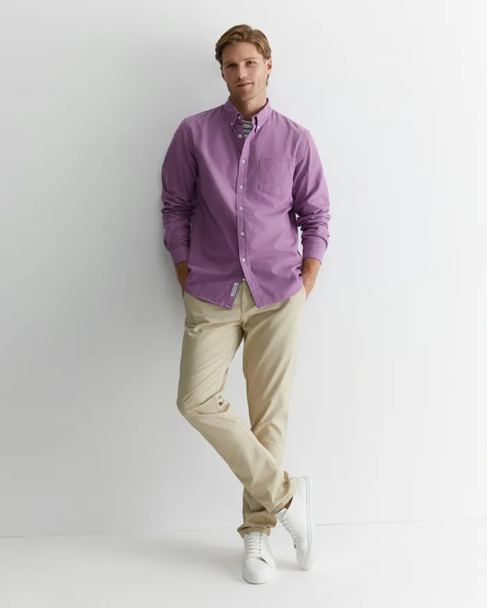 Men Sportscraft Shirts Oxford Long Sleeve Shirt Lilac