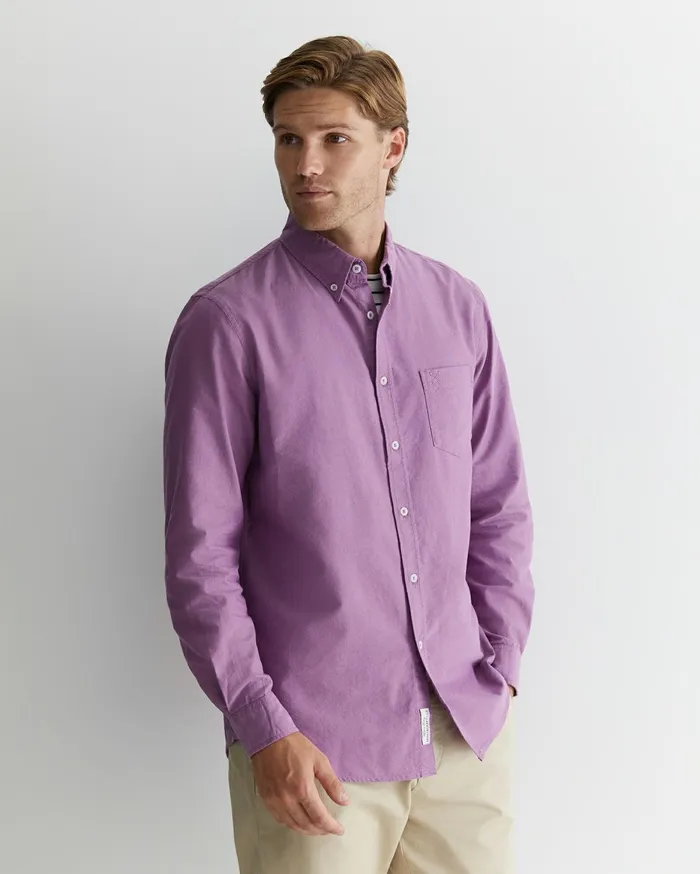 Men Sportscraft Shirts Oxford Long Sleeve Shirt Lilac