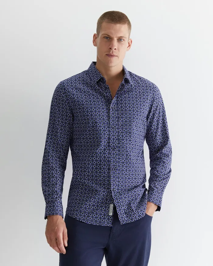Men Sportscraft Shirts Walang Shirt Ball Point Blue