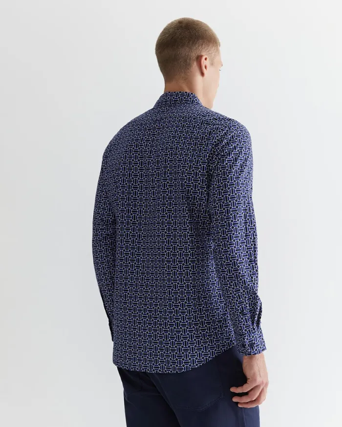 Men Sportscraft Shirts Walang Shirt Ball Point Blue