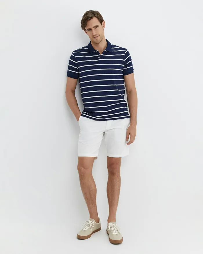 Men Sportscraft TShirts and Polos SC Stripe Pique Polo Navy