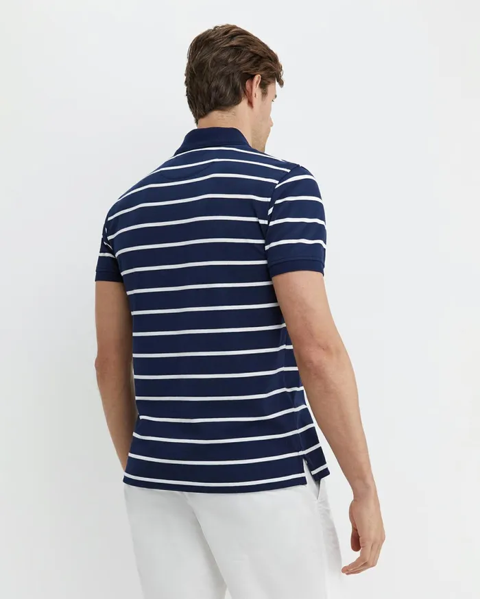 Men Sportscraft TShirts and Polos SC Stripe Pique Polo Navy