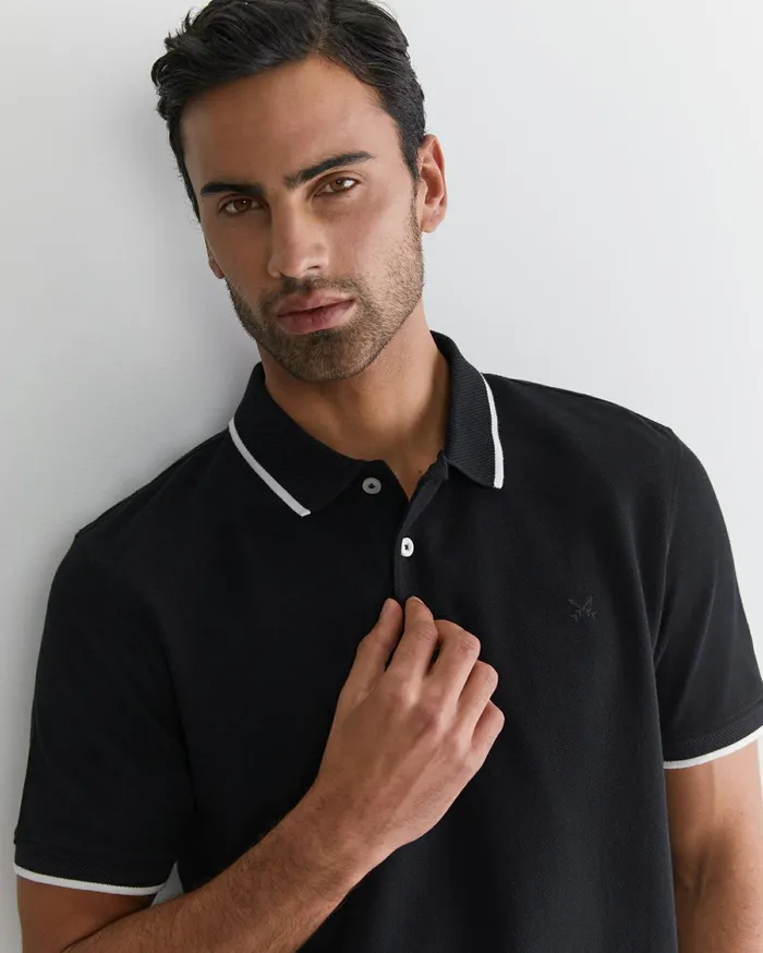 Men Sportscraft TShirts and Polos Tipped Pique Polo Black