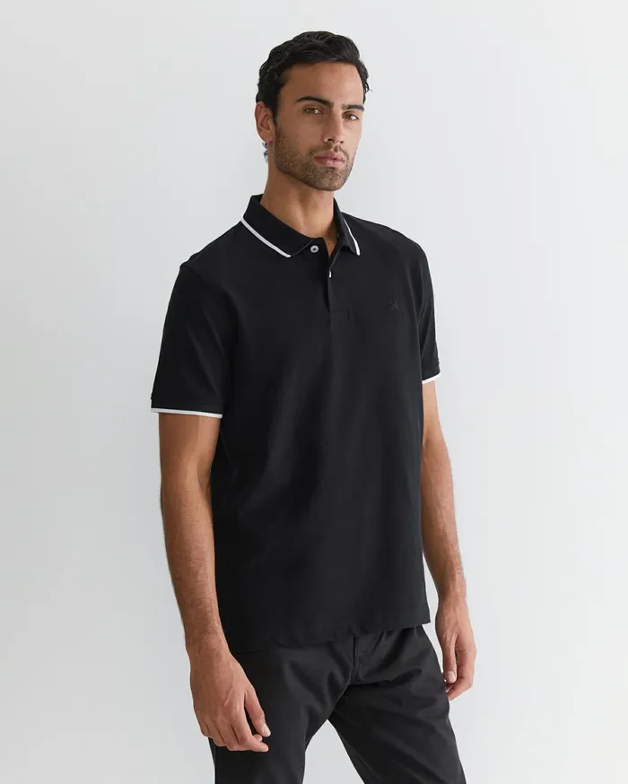 Men Sportscraft TShirts and Polos Tipped Pique Polo Black