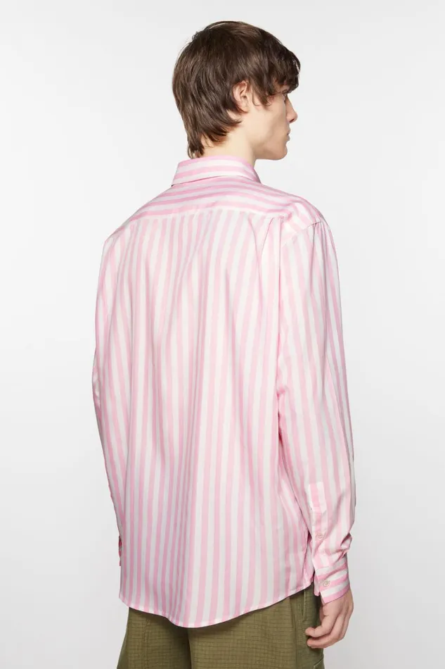 Men Stripe Buttonup Shirt Pinkwhite Acne Studios Shirts