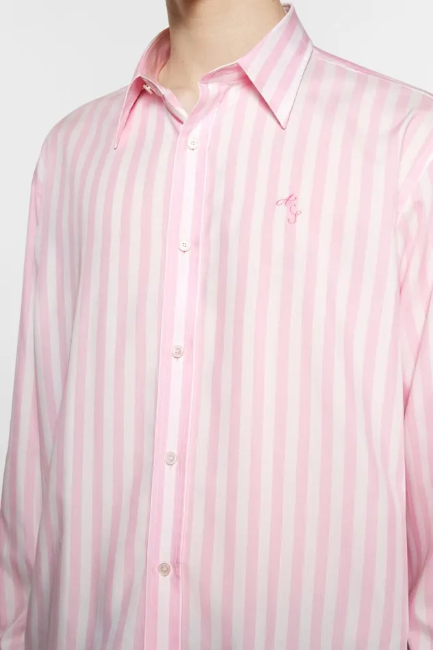 Men Stripe Buttonup Shirt Pinkwhite Acne Studios Shirts