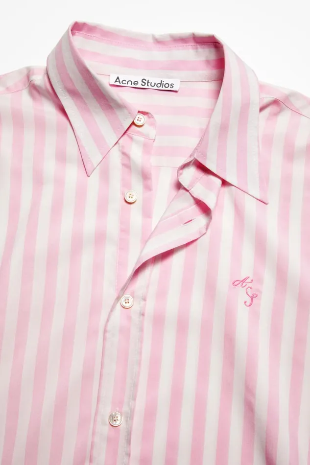 Men Stripe Buttonup Shirt Pinkwhite Acne Studios Shirts