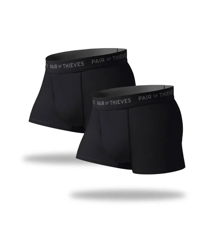 Men Superfit Trunks Black Black Grey Underwear 2 Pack Pair Of Thieves Trunks