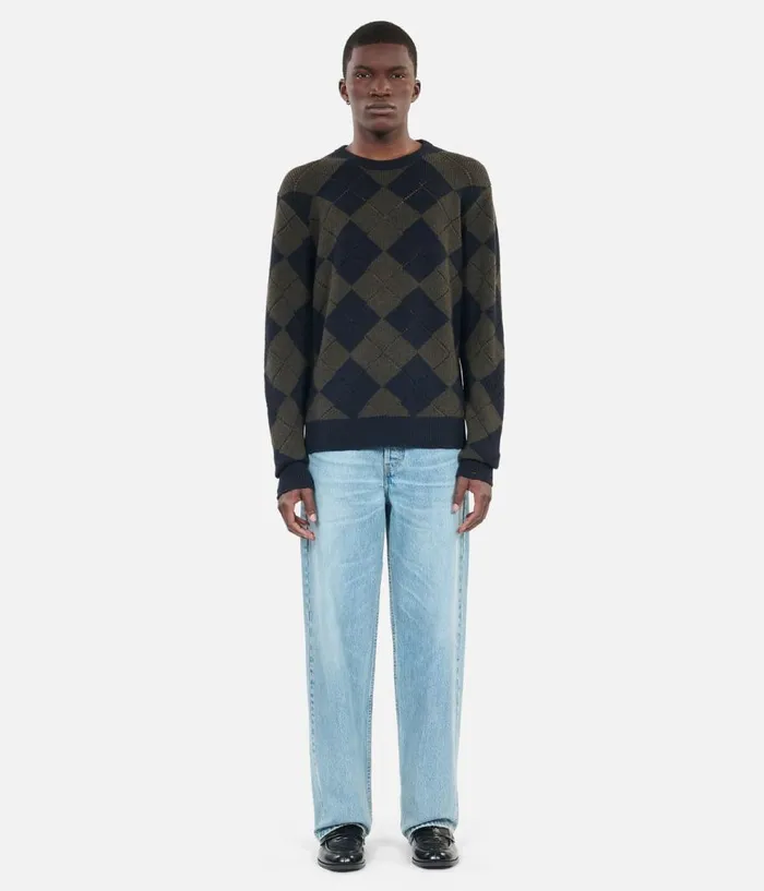 Men Sweaters THE KOOPLES Black And Khaki Diamond Sweater Men Sweaters THE KOOPLES Black And Khaki Diamond Sweater