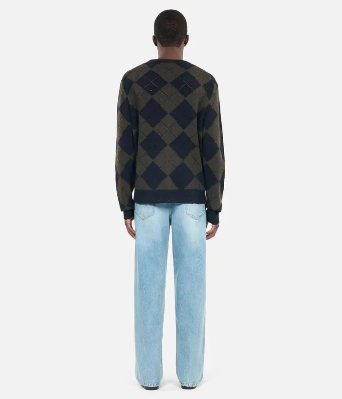Men Sweaters THE KOOPLES Black And Khaki Diamond Sweater Men Sweaters THE KOOPLES Black And Khaki Diamond Sweater