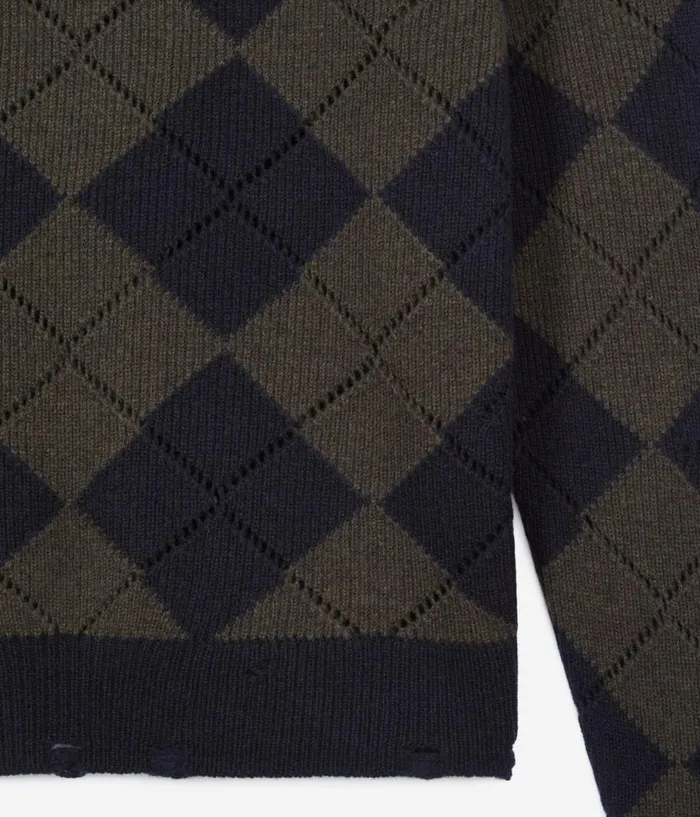 Men Sweaters THE KOOPLES Black And Khaki Diamond Sweater Men Sweaters THE KOOPLES Black And Khaki Diamond Sweater