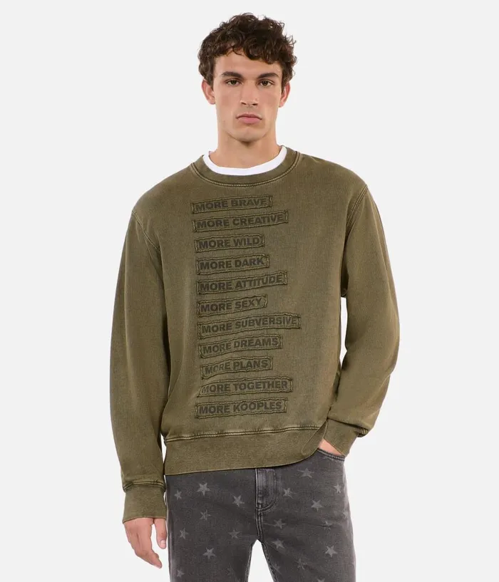 Men Sweatshirts and Sweatpants THE KOOPLES Khaki Patch Sweatshirt Men Sweatshirts and Sweatpants THE KOOPLES Khaki Patch Sweatshirt