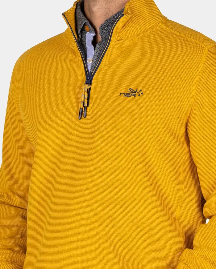 Men Sweatshirts NZA New Zealand Auckland Ochre Yellow Cotton HalfZip Sweater 8211 Warm Ocre