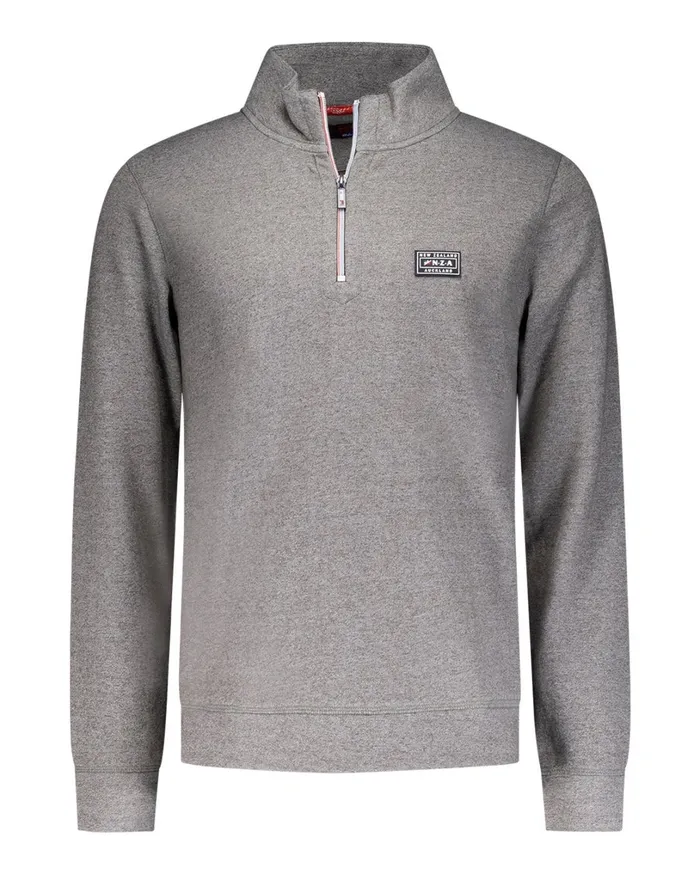 Men Sweatshirts NZA New Zealand Auckland Sporty Gray Sweater With HalfZip 8211 Mud
