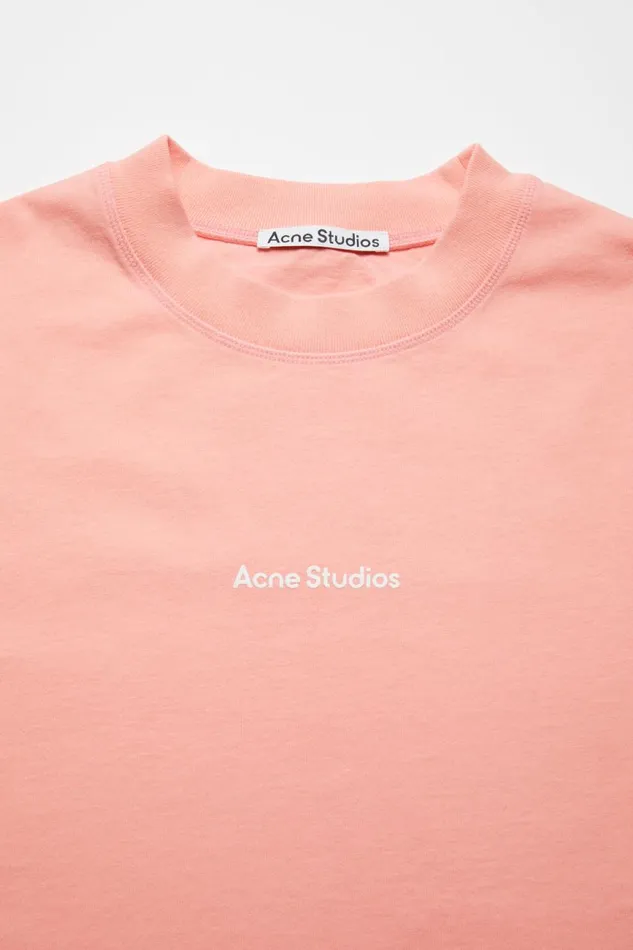 Men Tshirt Logo Pale Pink Acne Studios Tshirts