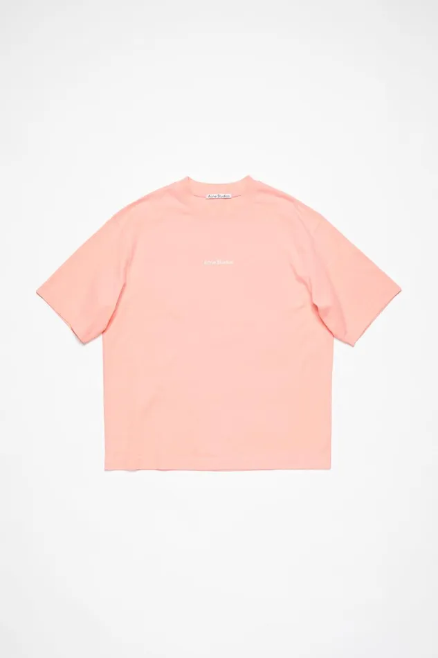 Men Tshirt Logo Pale Pink Acne Studios Tshirts
