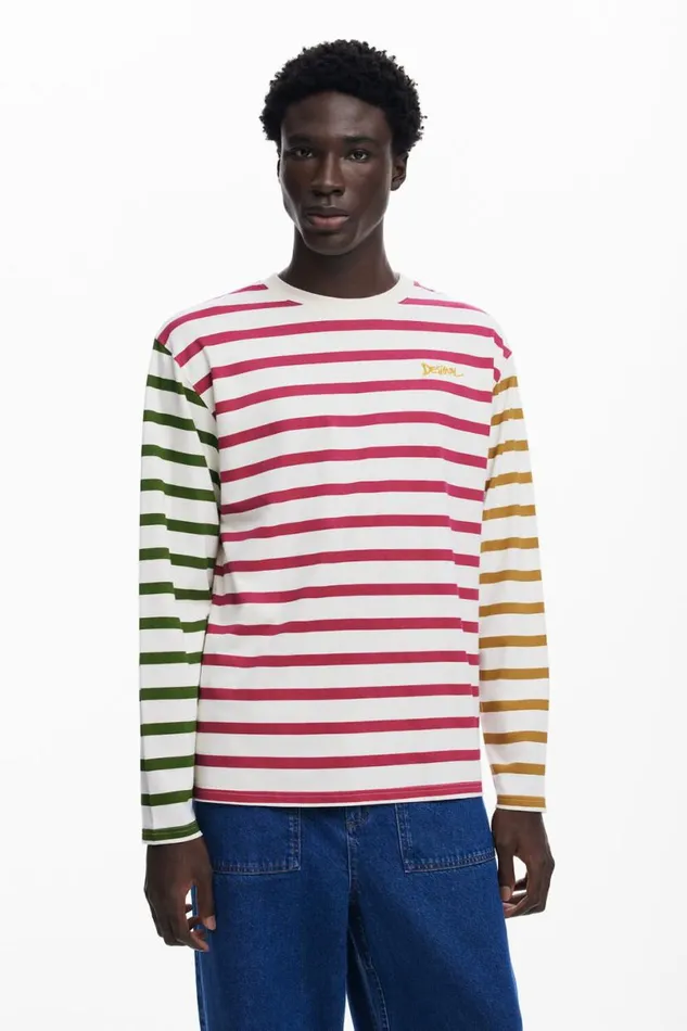 Men Tshirts Desigual Multicolor Striped Tshirt