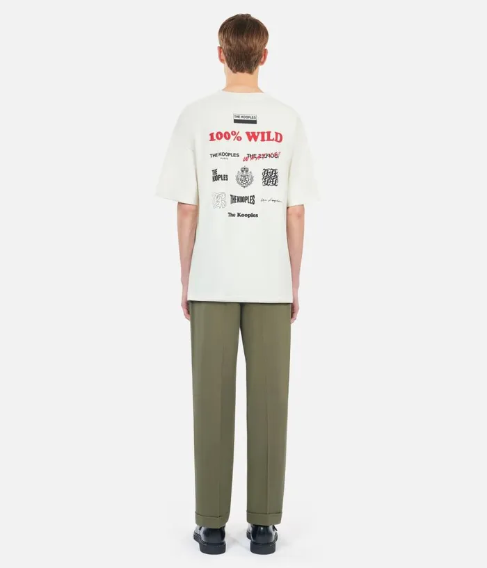 Men Tshirts THE KOOPLES Ecru 100 Wild Serigraphy Tshirt Men Tshirts THE KOOPLES Ecru 100 Wild Serigraphy Tshirt