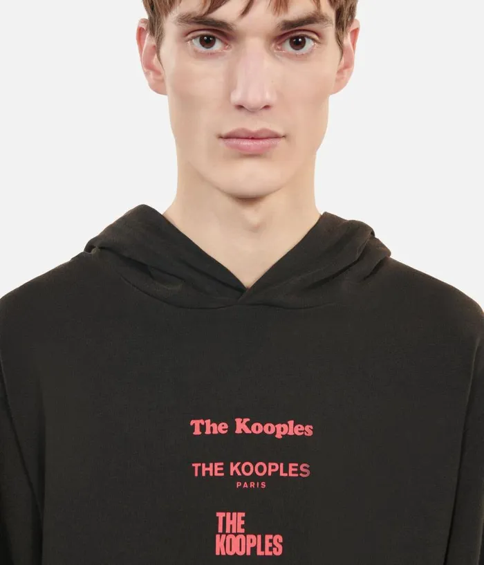 Men Tshirts THE KOOPLES Longsleeved Black Hooded Locations Serigraphy Tshirt Men Tshirts THE KOOPLES Longsleeved Black Hooded Locations Serigraphy Tshirt