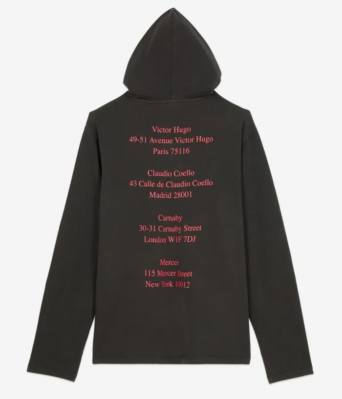 Men Tshirts THE KOOPLES Longsleeved Black Hooded Locations Serigraphy Tshirt Men Tshirts THE KOOPLES Longsleeved Black Hooded Locations Serigraphy Tshirt
