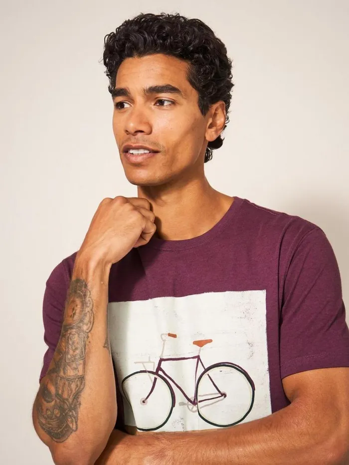Men TSHIRTS White Stuff City Cruiser Graphic Tshirt Mid Plum