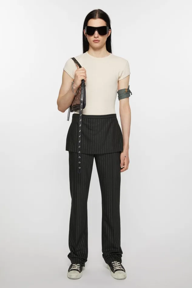 Men Tailored Pinstripe Trousers Black Acne Studios Trousers