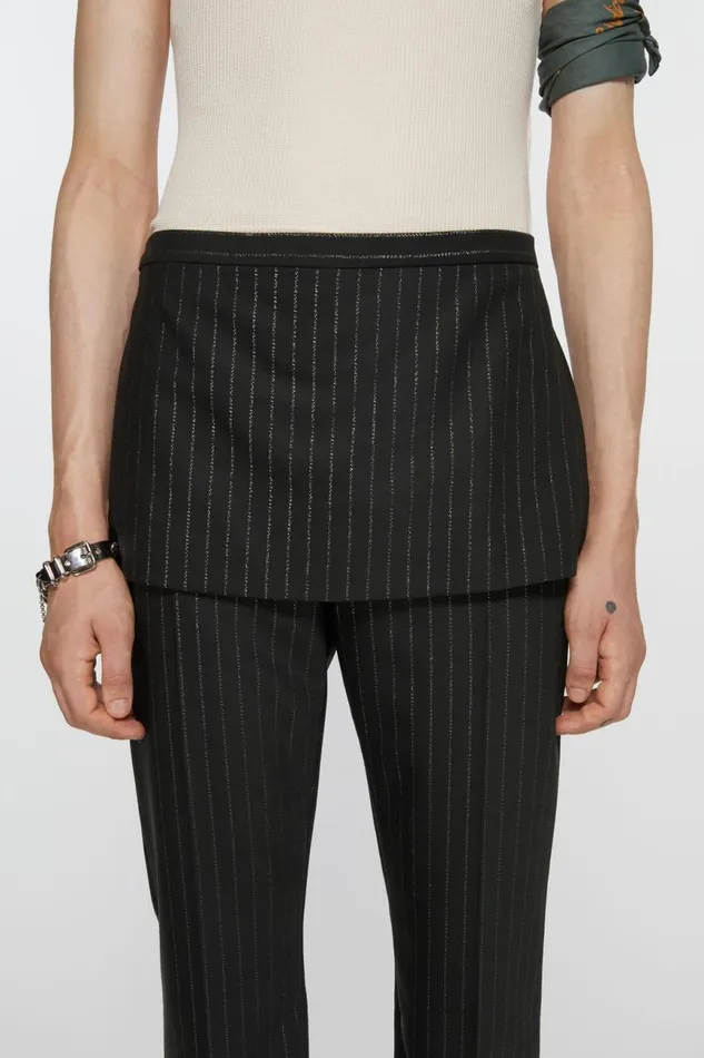 Men Tailored Pinstripe Trousers Black Acne Studios Trousers
