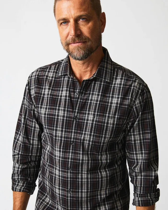 Men Tonal Plaid Tuscumbia Shirt Blackmulti Billy Reid Shirting