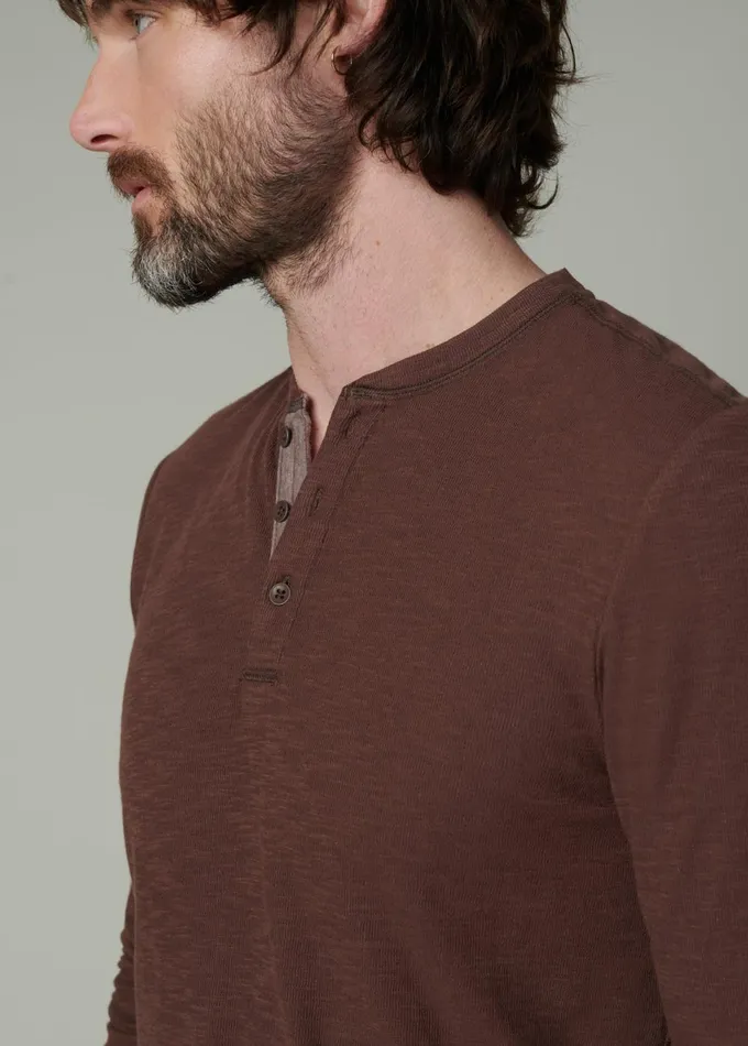 Men Tops Tees Joe039s Jeans DWIGHT DOUBLE FACE HENLEY Chocolate Martini