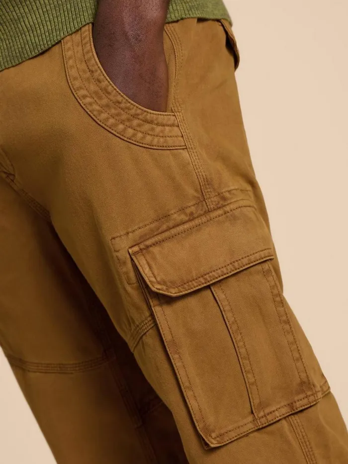 Men TROUSERS White Stuff Kegworth Organic Cargo Trouser Dark Tan